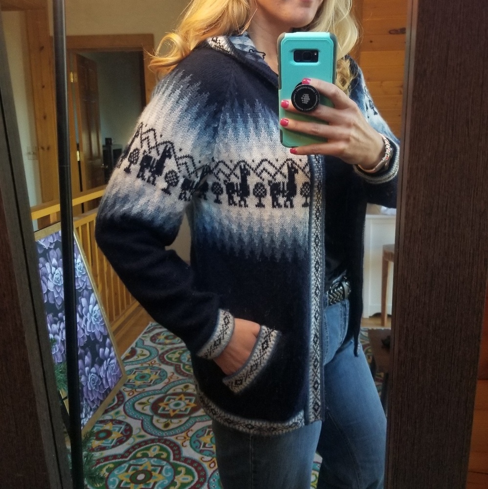Navy Blue Alpaca Wool Sweater